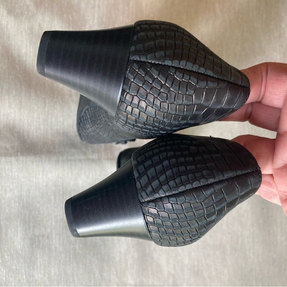 PETER KAISER Sz 7.5 UK Crocodile Style Pointy Toe Bow Short  Heel Leather Shoes - Picture 10 of 14